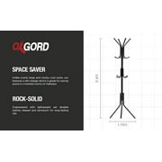 OxGord Coat Rack Hall Tree Freestanding 12 Hooks Stainless Steel 5.6 ft