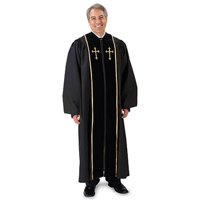 cbcs ts785-59 cambridge pulpit robe with embroidered gold crosses, 59 in.