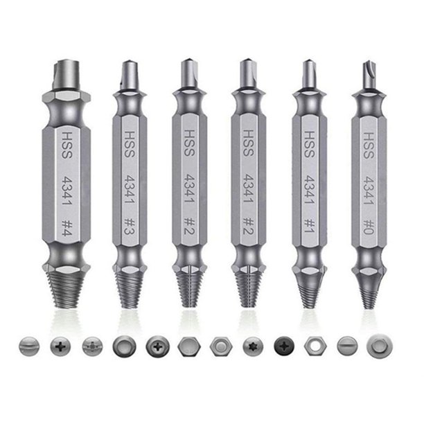 6 Piezas Extractores de Tornillo Rotos Coloque la Herramienta de Remover de Tornillo Dañado.