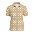 thumbnail image 6 of VBVC Women's Polka Dot Collared Shirt,Short Sleeve V-Neck Top For Women,Ladies Summer Stretchy Breathable Blouse,Khaki,S-2XL, 6 of 6