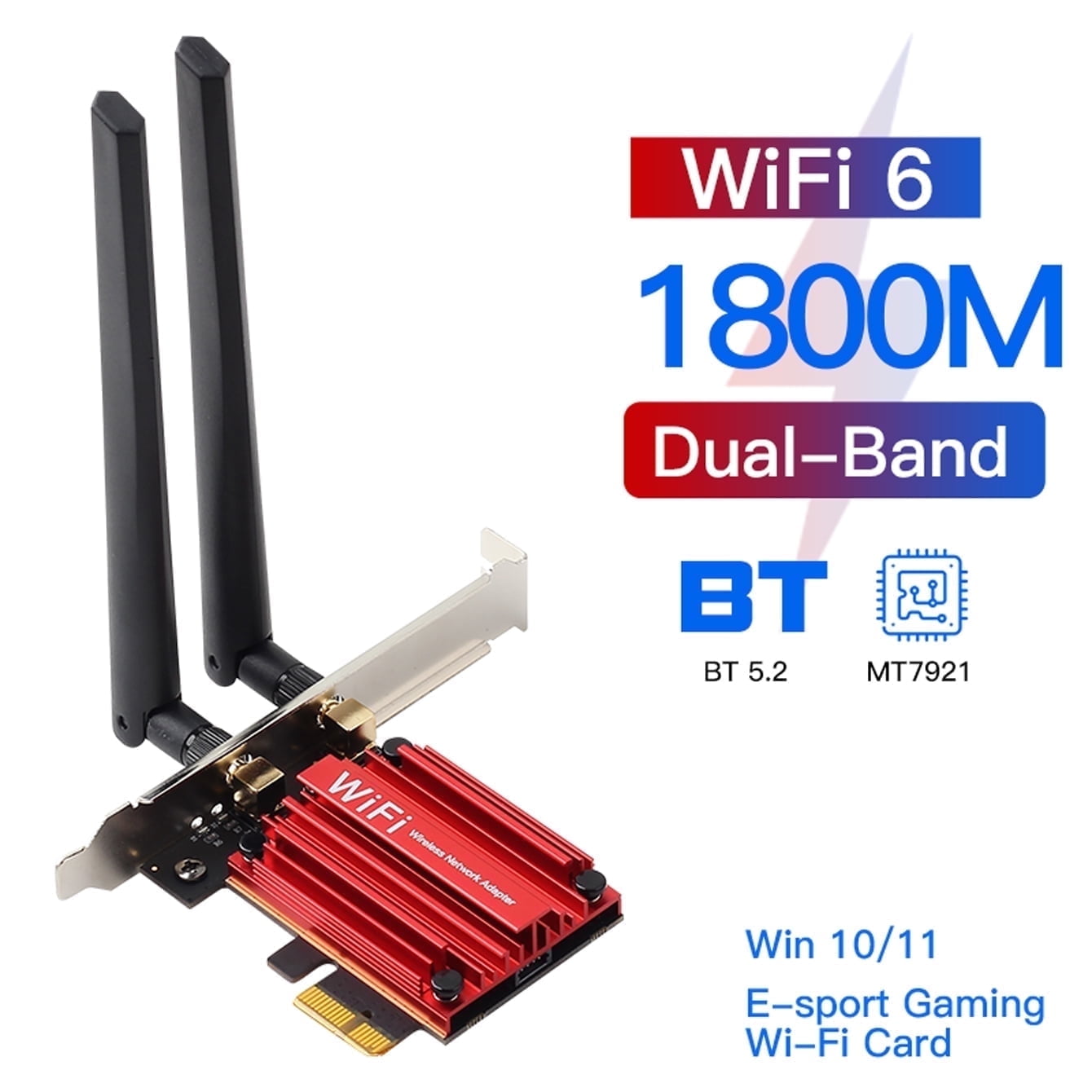 Fenvi AX1800 Dual-Band Wireless PCIe Bluetooth Network Adapter for Desktop, Wi-Fi 6, Windows 10/11