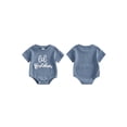 thumbnail image 2 of BemeyourBBs INewborn Baby Boy Little Brother Outfits Lil Brother Romper Summer Clothes Short Sleeve Letters Embroidery Waffle Knit Jumpsuit One Piece, 2 of 9