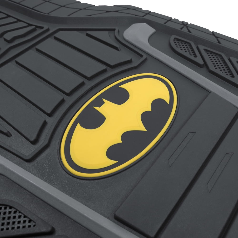 BDK Armored Batman Superhero Car Floor Mats, Officially Licensed Warner Bros DC Comics, All Weather Interior Auto Protection, Heavy Duty Rubber Liners for Car Truck Van SUV