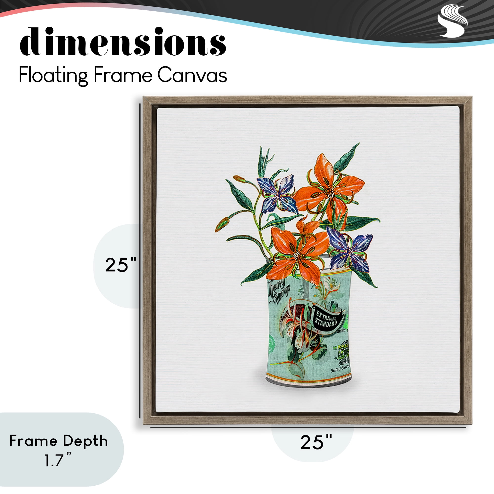 Stupell Industries Lilies in Retro Tin Brown Framed Floater Canvas Wall Art, design by Val Rhodes