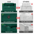 thumbnail image 3 of PPorfamilia 3-in-1 Convertible Sofa Chair with Adjustable Back, Pull Out Sleeper Sofa Bed with Wireless Charging Station, USB Ports, Cup Holder, Side Pocket, Green, 3 of 8