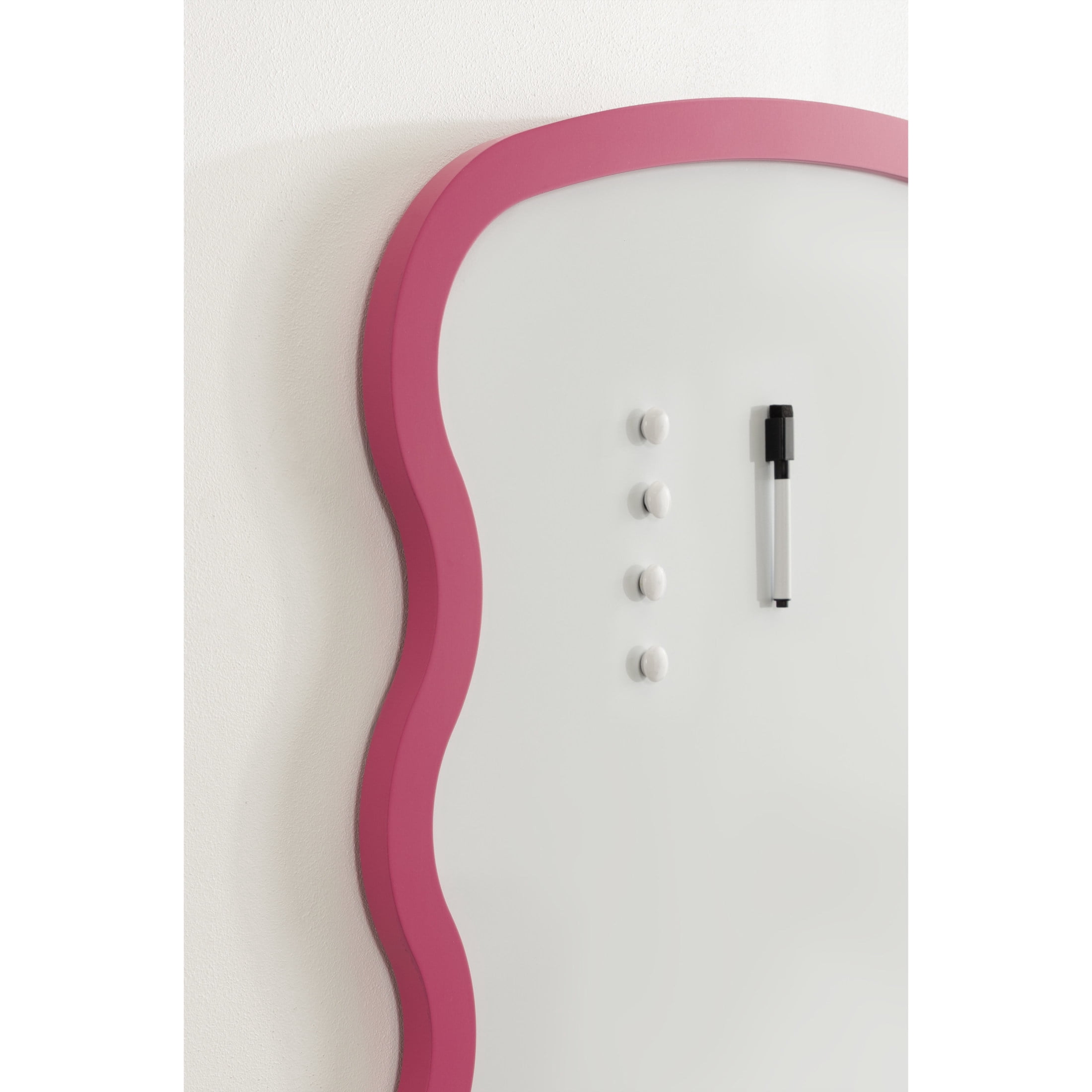 Kate and Laurel Holbrook Wavy Magnetic Dry Erase Board with Marker and Four Magnets, 24 x 36, Bright Pink, Decorative Wall Organization White Board for Use as Bedroom or Dorm Room Decor