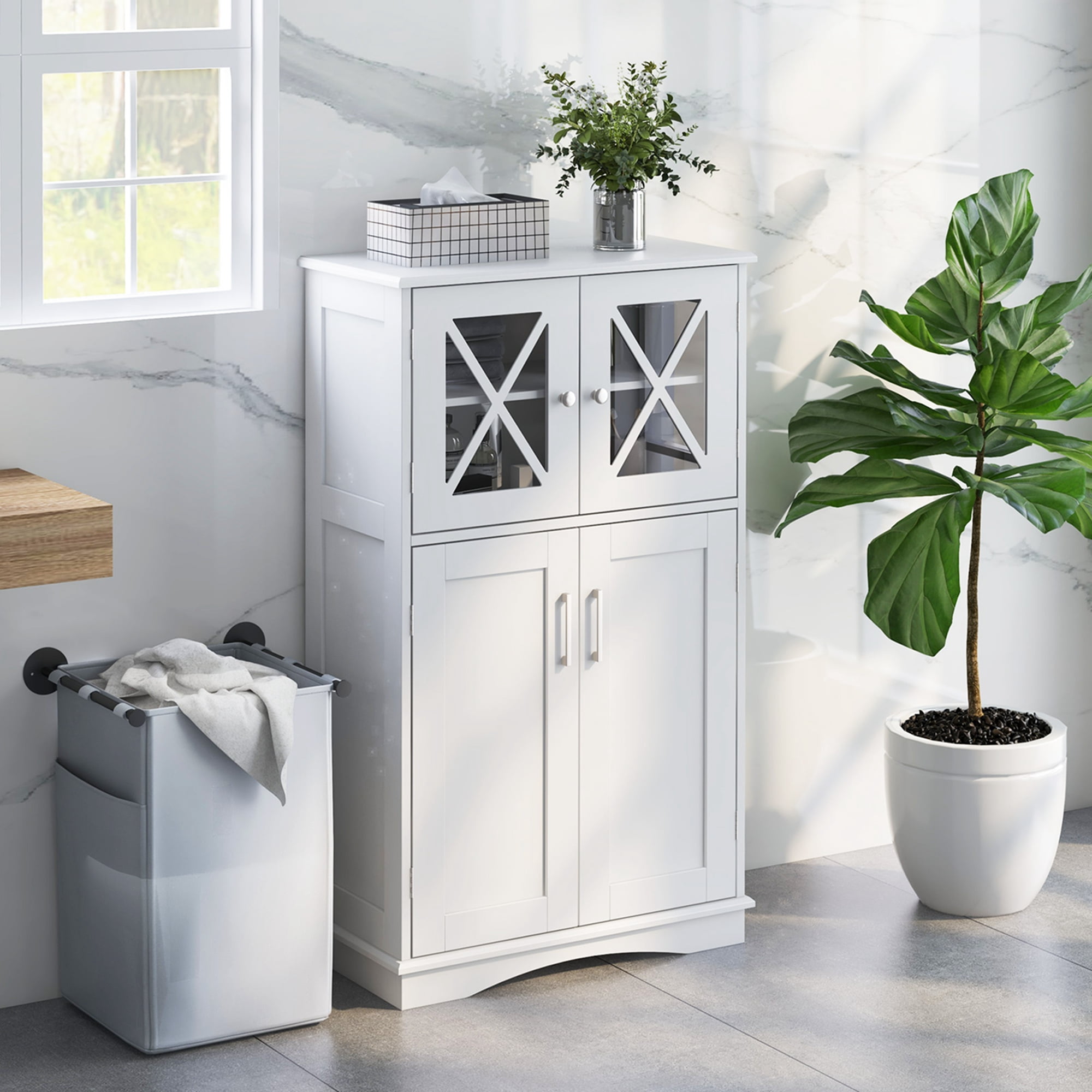 Costway Freestanding Bathroom Storage Cabinet with Adjustable
