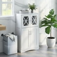 thumbnail image 4 of Costway Bathroom Storage Cabinet Linen Storage Cabinet with Doors and Adjustable Shelves White, 4 of 11