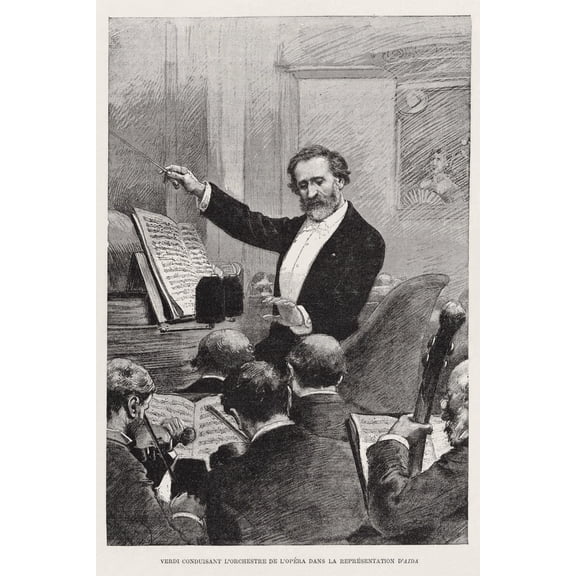 24x36 gallery poster, Giuseppe Verdi conducting the Paris Opera premiere of Aida in 1880