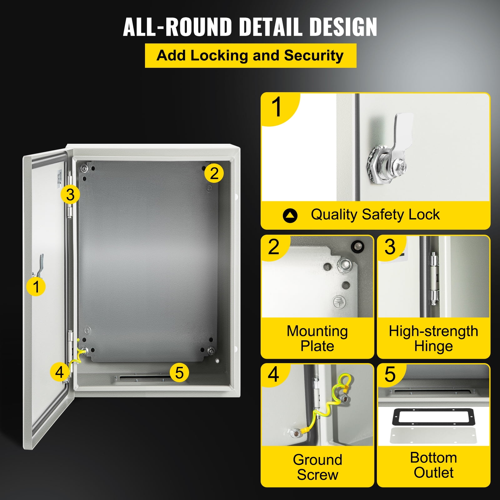 KFFKFF NEMA Metal Housing 12×8×6, NEMA 4X Metallic Electric Container, IP66 Resistant to Water & Dust, Exterior/Interior Electric Connection Box, Comes with Fixing Panel