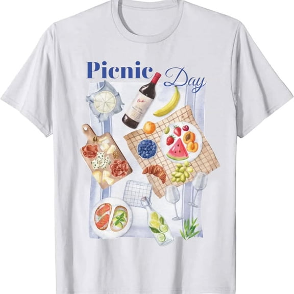 Picnic Day Graphic Tee, Aesthetic Cotton Crewneck Shirt T-shirt Sizes S-5XL Goldengate