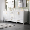 thumbnail image 2 of ANGELES HOME 80-Inch Bathroom Vanity with Double Sink, Freestanding Solid Wood Vanity with 4 Soft-Close Doors, 6 Dovetail Drawers and Cultured Marble Countertop, White, 2 of 6