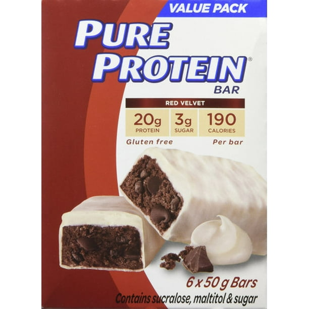 Pure Protein Bars, Gluten Free, Snack Bars, Red Velvet, 50g/1.8oz.,6ct