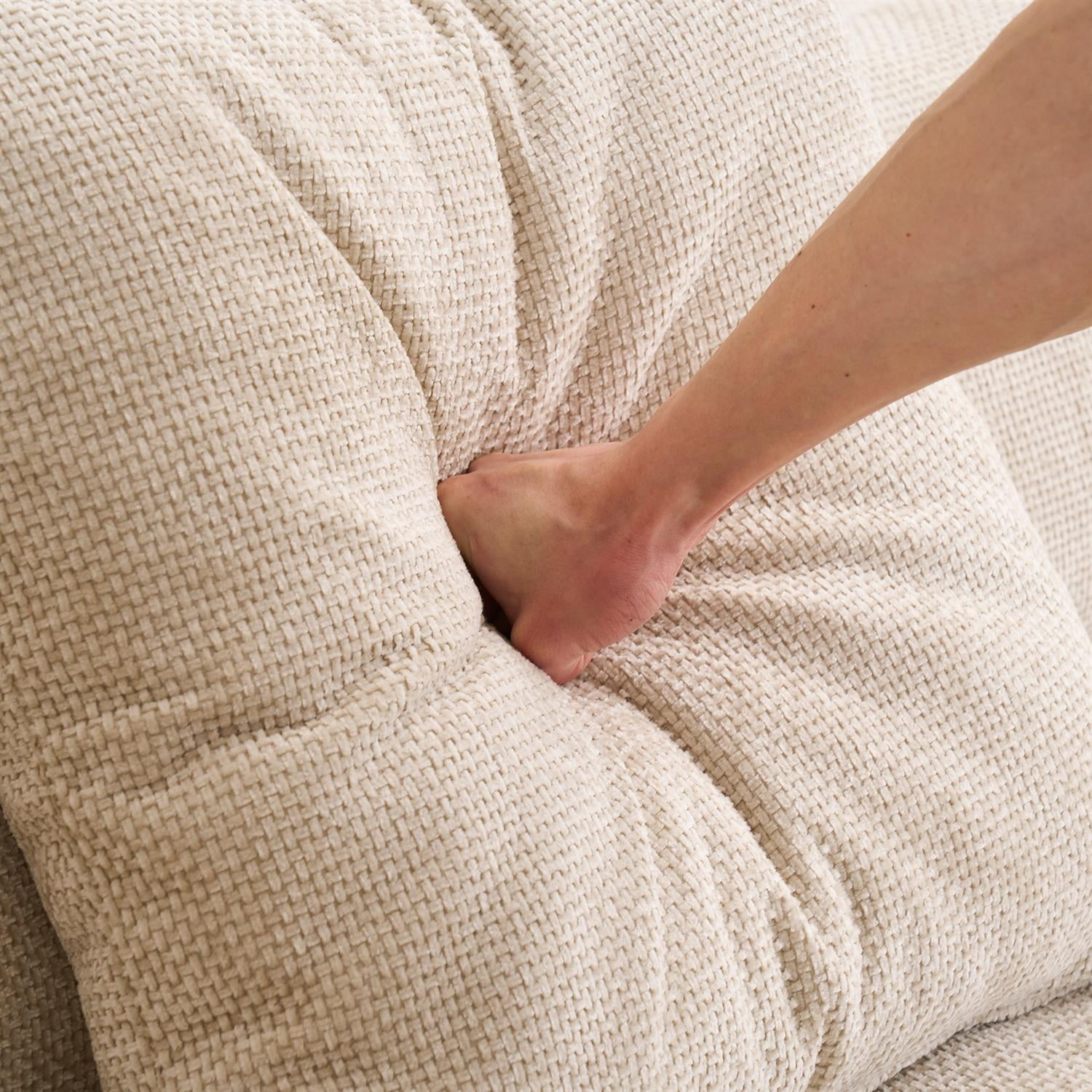 Demi Bonn 105" L-Shaped Modular Sofa Set, Soft Chenille Fabric Cloud Couch Lounge Chair for Living Room, Bedroom, No Installation Needed, Beige