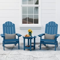 WINSOON 3-Piece Folding Adirondack Chair and Table Set, Navy Blue