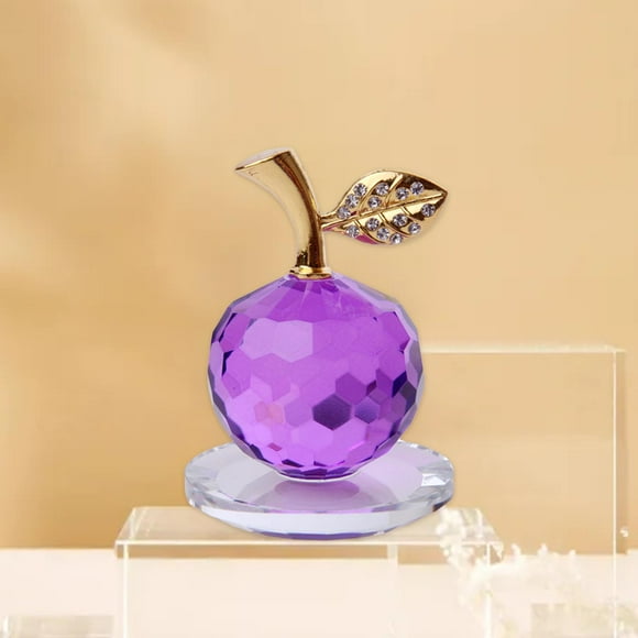 Crystal Figurine Pisapapeles Adorno Decoración para El Hogar Coleccionables Regalo , Púrpura perfecl estatuilla de manzanas de cristal