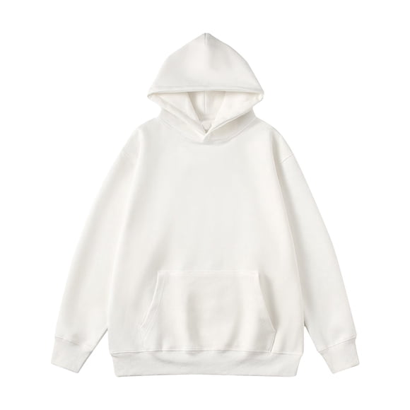 Lovzfmll Men's Solid Color Vintage Style Hoodie, Minimalist Long Sleeve Pullover with Front Pockets White, 3XL