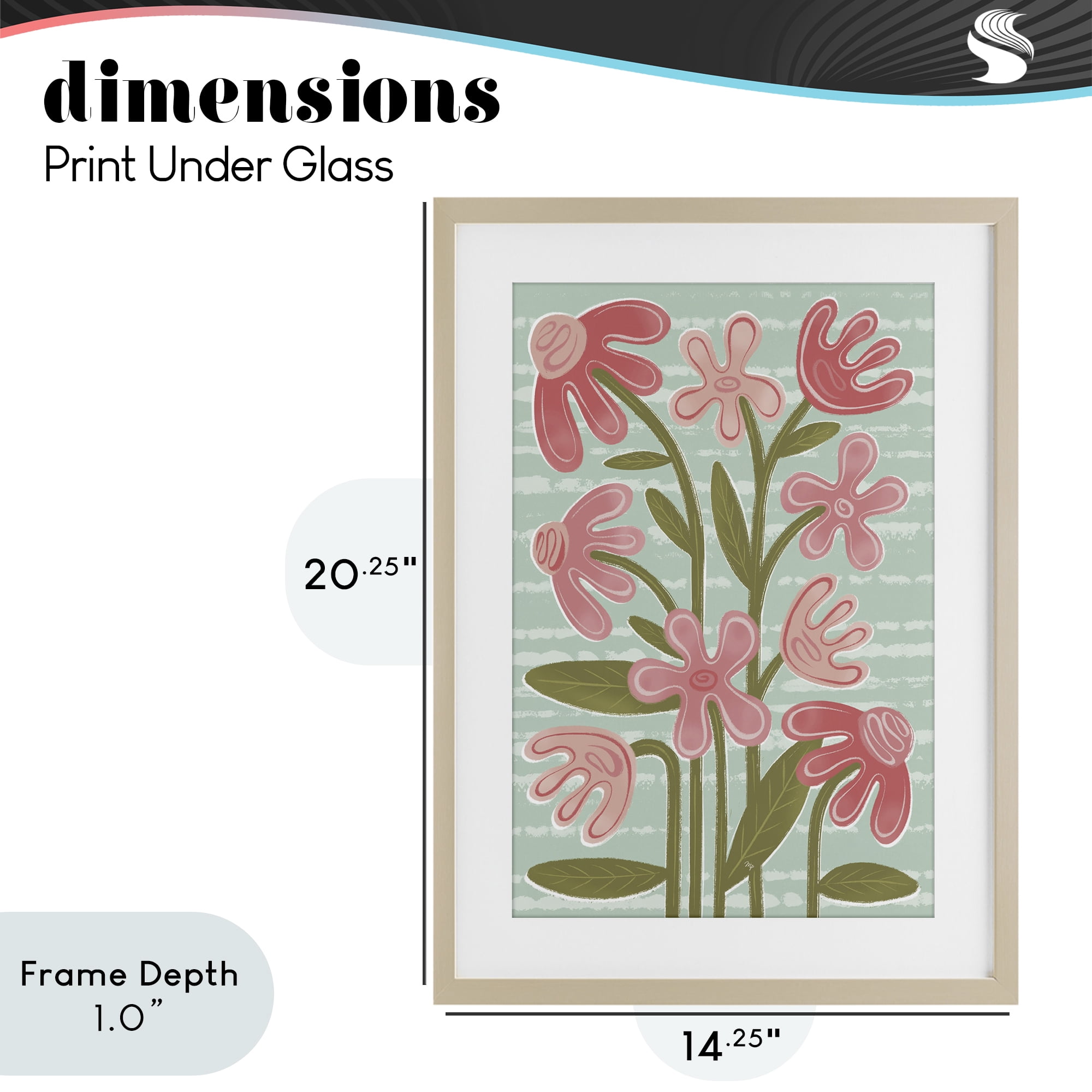 Stupell Industries Pink Whimsy Midcentury Flowers Birch Framed Print Under Glass, design by Martina Pavlova