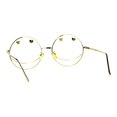 thumbnail image 3 of Women's Clear Lens Glasses Round Metal Frame Heart Studs UV400 Yellow Gold, 3 of 4