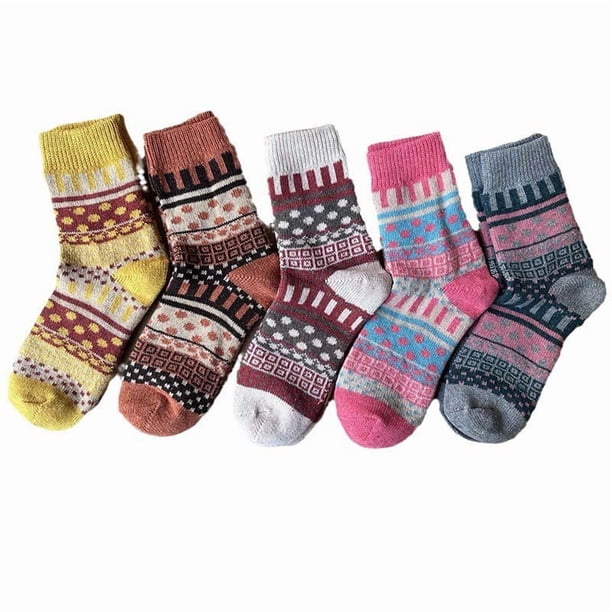pares de calcetines de lana, calcetines térmicos para mujer, calcetines cálidos de invierno para mujer, calcetines de punto gruesos, calcetines de invierno para mujer, coloridos, cómodos y transp