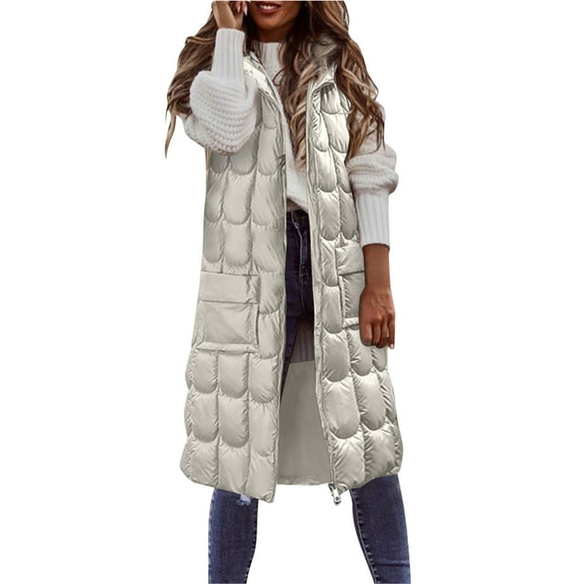HSMQHJWE Fur Parka Women Womens Long Bubble Jacket Womens Fashion Jacket Down Cotton Vest Winter Sleeveless Horse Clip Jacket Junior Coats