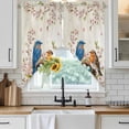 thumbnail image 3 of Swag Valance Curtains for Windows, Birds Floral Light Filtering Kitchen Curtains with Rod Pocket, Farmhouse Vintage Pink Flower Leaf Window Treatment Valances for Living Room, 36x36 - 2 PCS, 3 of 9