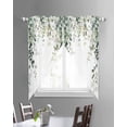 thumbnail image 3 of Eucalyptus Leaves Swag Valances for Windows, Spring Sage Green Summer Botanical Rod Pocket Sheer Valances for Large Windows, Swag Toppers Light Filtering for Kitchen Living Room 2 Panels 36''x63'', 3 of 6