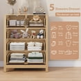 thumbnail image 3 of Luku 5 Drawer Tall Dresser for Bedroom, Grey Wood Grain Chest, Deep Storage with Metal Knobs, Modern Closet & Entryway Storage Cabinet, 3 of 5