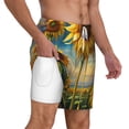 thumbnail image 3 of Picia Artistic Oil Painting Sunflower pattern Mens Swim Trunks with Compression Liner Stretch Beach Shorts Quick Dry with Zipper Pockets No-Chafing Board Shorts-X-Large, 3 of 9