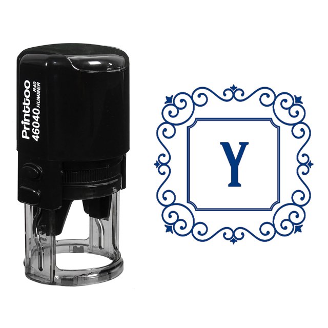 Printtoo Office Stationary R-40 Self Inking Square Swirl Border Y Alphabet Monogram Initial Rubber Stamp
