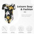 thumbnail image 6 of Uemuo Lilies Flowers Pattern Women's One Piece Short Sleeve Swimsuit Rash Guard Surfing Modest Quick-drying Swimsuit Beach Essentials-, 6 of 9