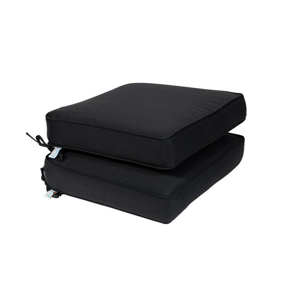 Island Retreat NU6935 Coussin de Siège Extérieur Tout Temps Couleur Unie - Noir - Ensemble de 2