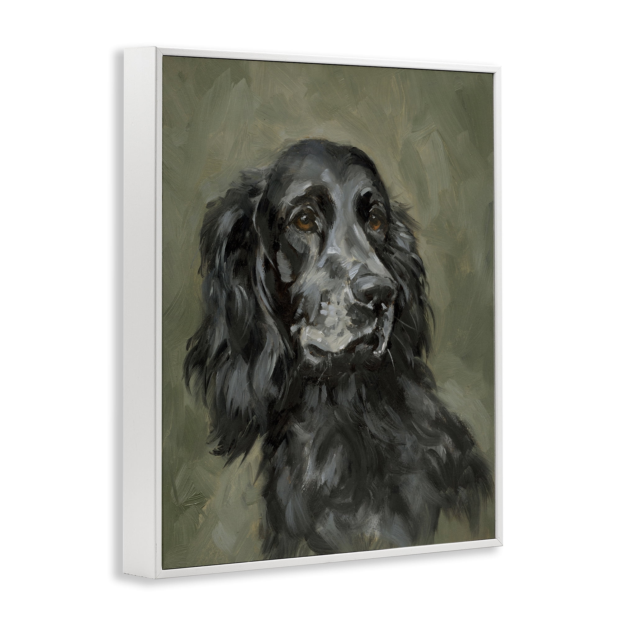 Stupell Industries Black Cocker Spaniel Animals & Insects Painting White Framed Art Print Wall Art, 11 x 14