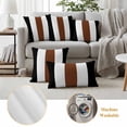 thumbnail image 3 of Brown Black White Boho Outdoor Pillow Covers, Waterproof Decorative Throw Pillowcases Set of 2, Contemporary Modern Art Couch Cushion Cases with Zipper for Outside Patio Garden Sofa 18"x18", 3 of 9