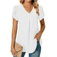 thumbnail image 7 of Elegant Women's Top Blouse Summer Fashion Simplicity Short Sleeve Solid V-Neck Commuter Office Female Shirt, 7 of 7