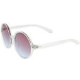 thumbnail image 4 of zeroUV Female Retro Clear Frame Gradient Flat Lens Oversize Round Sunglasses (Clear / Purple-Blue) - 54mm, 4 of 5