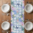 thumbnail image 4 of Table Runner 70 Inches Long for Kitchen Dining, Watercolor Flowers Dresser Scarf Farmhouse, Dining Table Decorations for Wedding/Parties, Spring Floral Butterflies Blue Plaid 13 x 70 In, 4 of 8