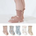 thumbnail image 4 of 1pair Soft Anti-Slip Baby Socks Floral Print Cotton Short Tube Socks Elastic Infant First Walking Girl Socks Autumn blue-S, 4 of 6
