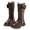Brown, variant on GobdXE Girls Knee High Riding Boots Colorblock Trim Bow Side Zipper Kids Shoes Brown,5.5-6 Years