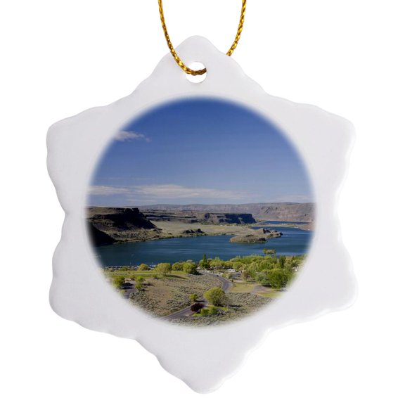 3drose, Washington, Upper Grand Coulee, Sun Lakes Sp - Us48 Jwi2307 - Jamie and Judy Wild, 3 inch Snowflake Porcelain Ornament