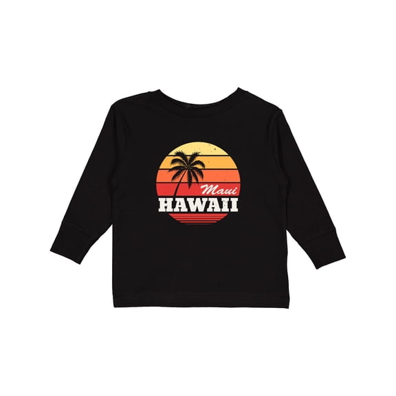 Inktastic Maui Hawaii Retro Sunset Boys or Girls Long Sleeve Toddler T-Shirt