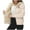 Beige, variant on Women's Stylish Hooded Fleece Jacket with Artistic Prints, Comfortable Pullover Sweatshirt for Leisure and Lounge