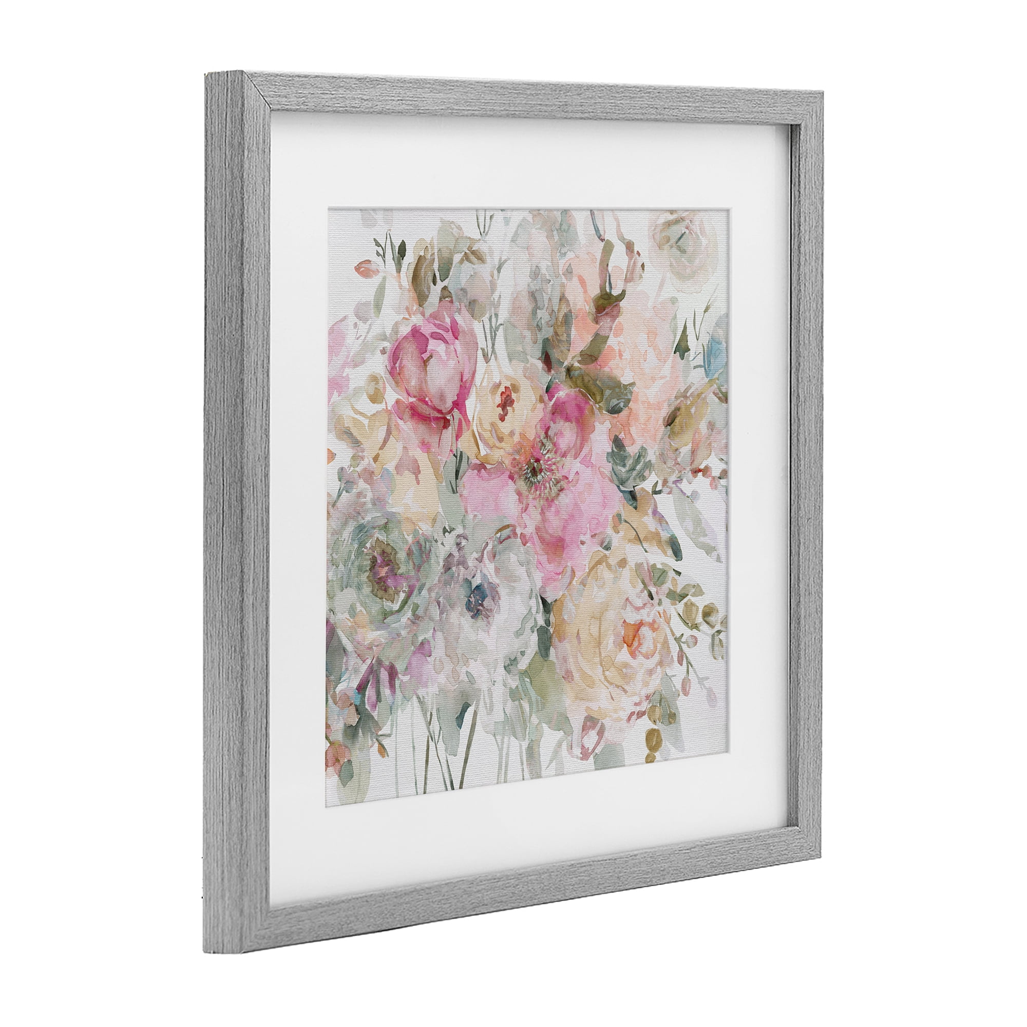 Stupell Industries Romantic Pastel Petals Gray Framed Print Under Glass, design by Carol Robinson