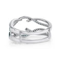 thumbnail image 5 of AFFY Blue & White Cubic Zirconia Guard Wrap Ring in 14k White Gold over Sterling Silver-5, 5 of 8