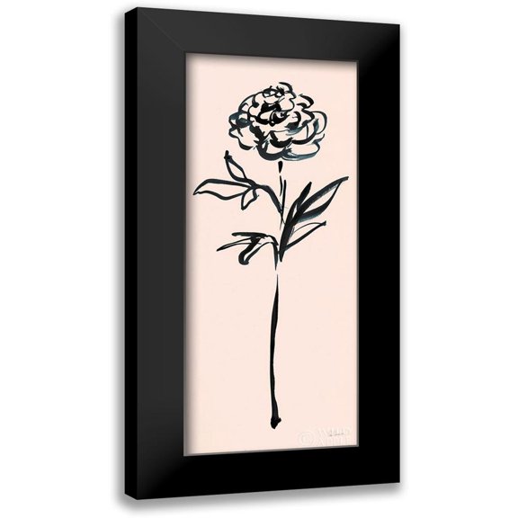 Schlabach, Sue 8x14 Black Modern Framed Museum Art Print Titled - Floral Line II on Pink