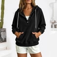 thumbnail image 2 of Turilly Women's Corduroy Henley Hoodie Half-Button Drawstring Pullover Sweatshirt with Kangaroo Pocket for Fall and Winter, 2 of 6