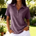 thumbnail image 6 of Dwellite Polo Shirts for Women 3/4 Sleeve Tops Golf Tees Button Collared Waffle Shirt Business Casual 2026 Dark Purple XL, 6 of 6