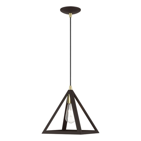 41329-07 Livex Lighting Pinnacle - 1 Light Pendant In Geometric Style-17 Inches Tall and 9.75 Inches Wide-Bronze/Antique Brass Finish -Traditional