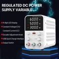 thumbnail image 3 of eccomum Alimentation Électrique DC Banc Variable 60V 5A Affichage Numérique Alimentation Réglable avec Interrupteur de Sortie, Port USB Rapide, Alarme de Court-Circuit, Bouton de Réglage de l'Encodeur, 3 of 7