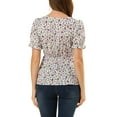 thumbnail image 3 of Allegra K Women's Faux Placket Ruffle Hem Puff Sleeve Button Decor Peplum Top, 3 of 6